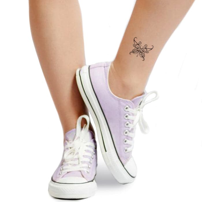 Black Tribal Butterfly Temporary Tattoo 2 in x 2 in