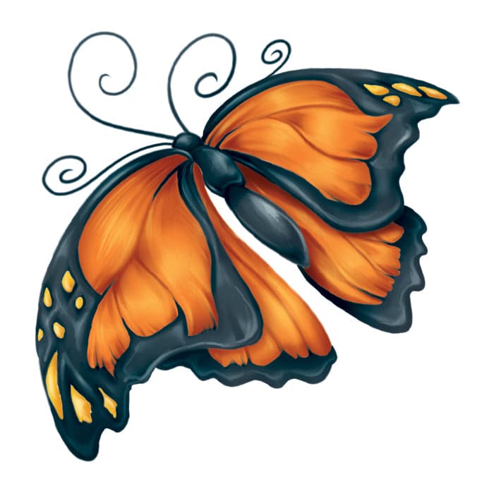 Modern Monarch Temporary Tattoo 2 in x 2 in