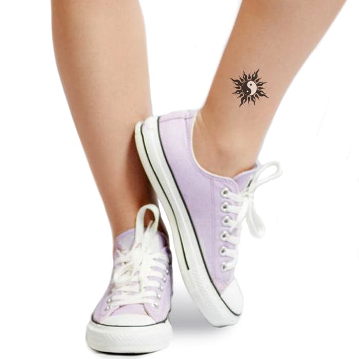 Tribal Yin Yang Temporary Tattoo 2 in x 2 in