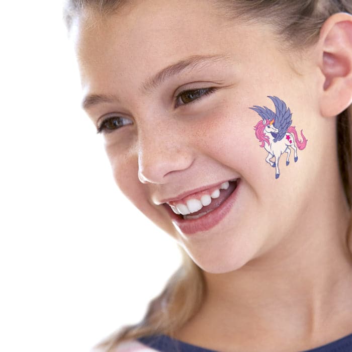 White Unicorn Temporary Tattoo 2 in x 2 in