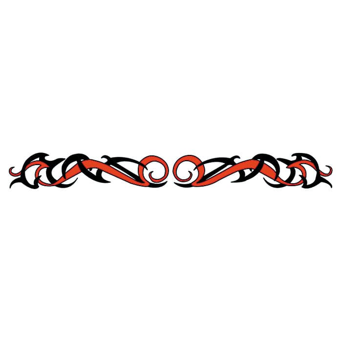 Red & Black Tribal Armband Temporary Tattoo 9 in x 1.5 in