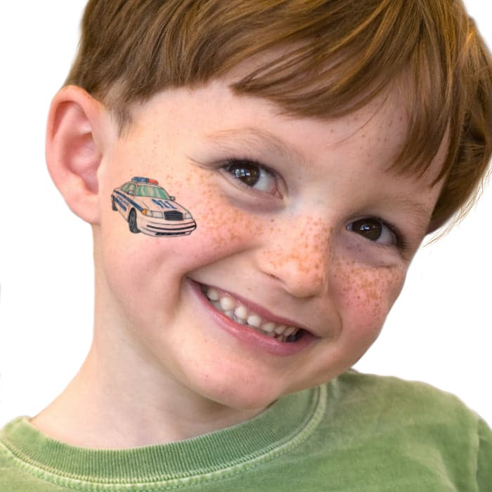 Police Car Temporary Tattoo 2 in x 1.5 in