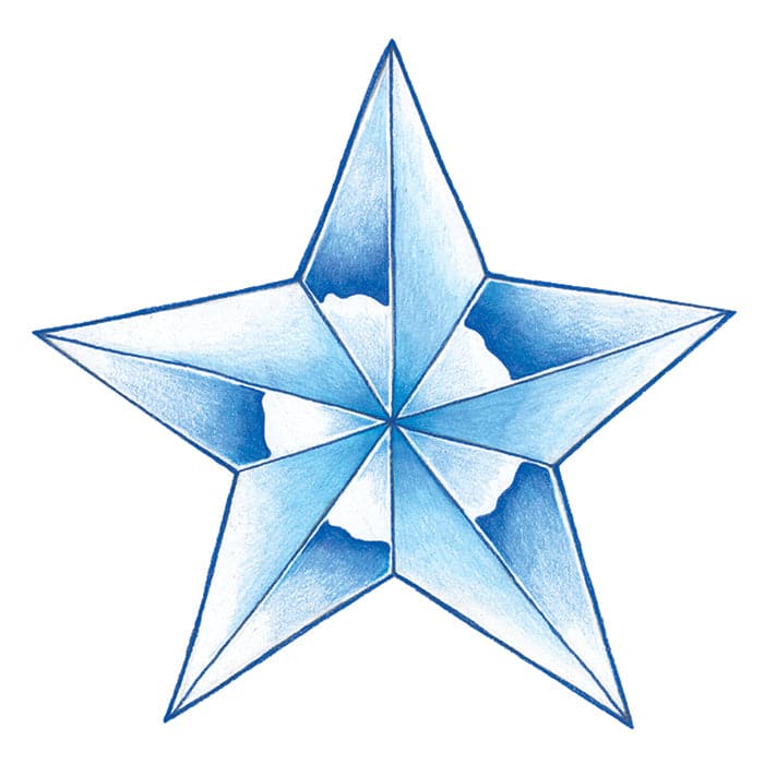 Glow in the Dark Blue Star Temporary Tattoo 3 in x 3 in