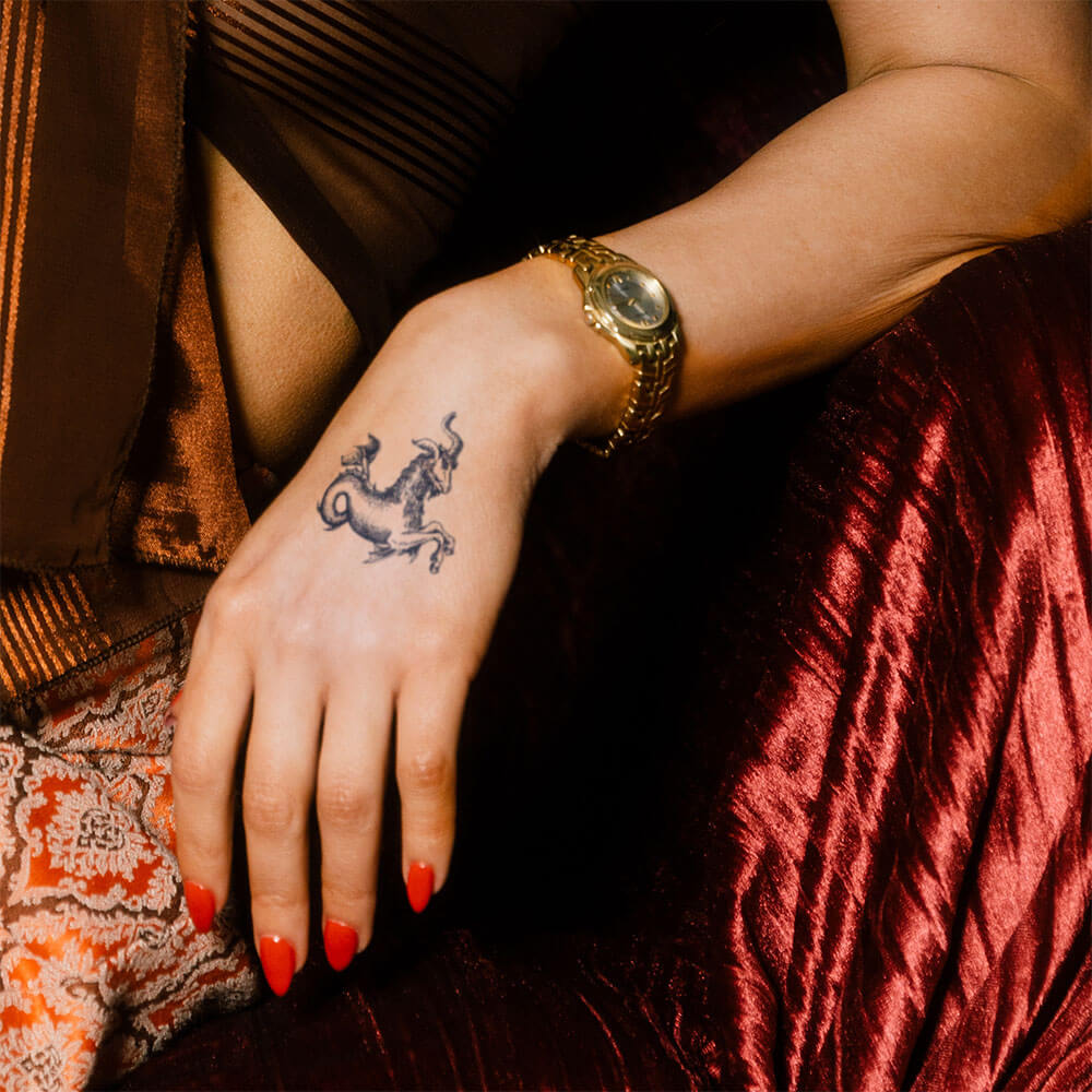 Capricorn Semi-Permanent Tattoo 2 in x 2 in