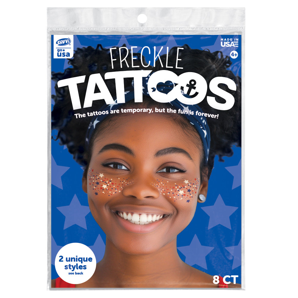 Patriotic Freckle Temporary Tattoos  Party Pack 8 Tattoos Assortment