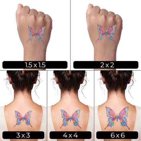 temporary tattoo size chart