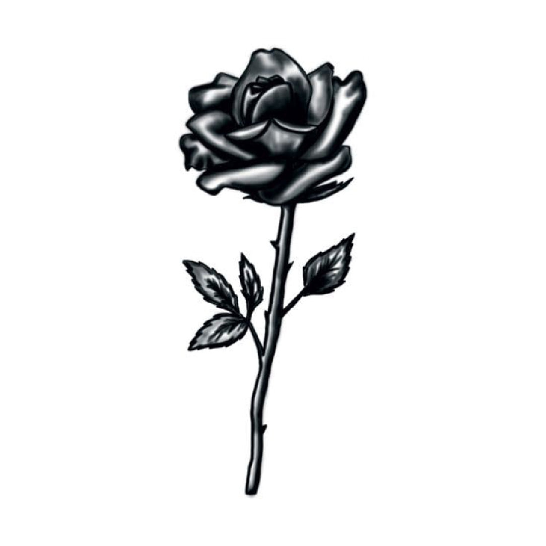 Black and White Rose Stem Temporary Tattoo