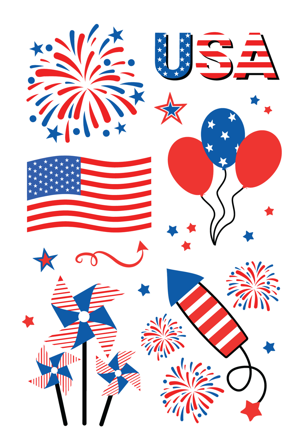 4th of July Tattoos 4 in x 6 in